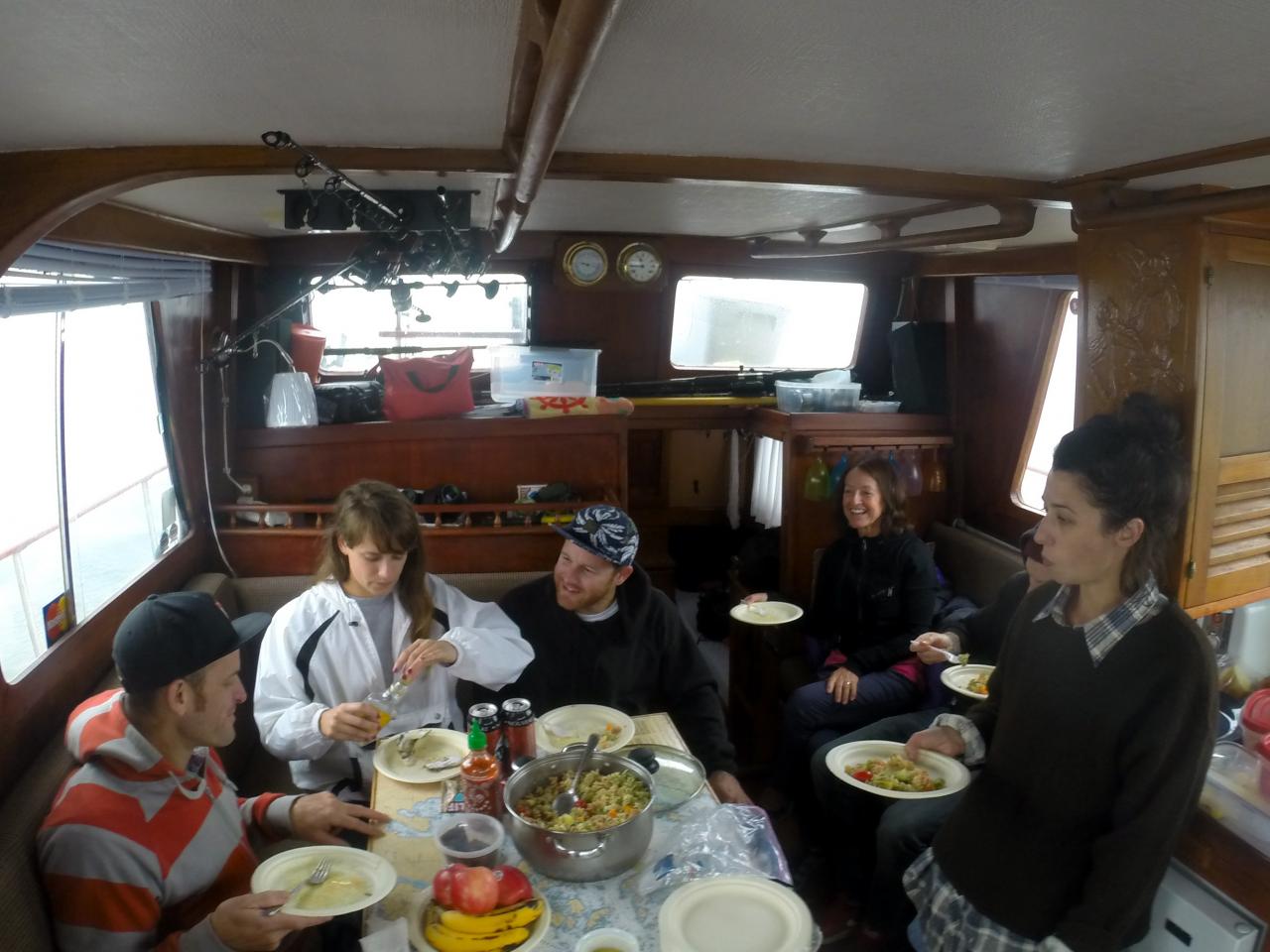 Galley lunch while others fish