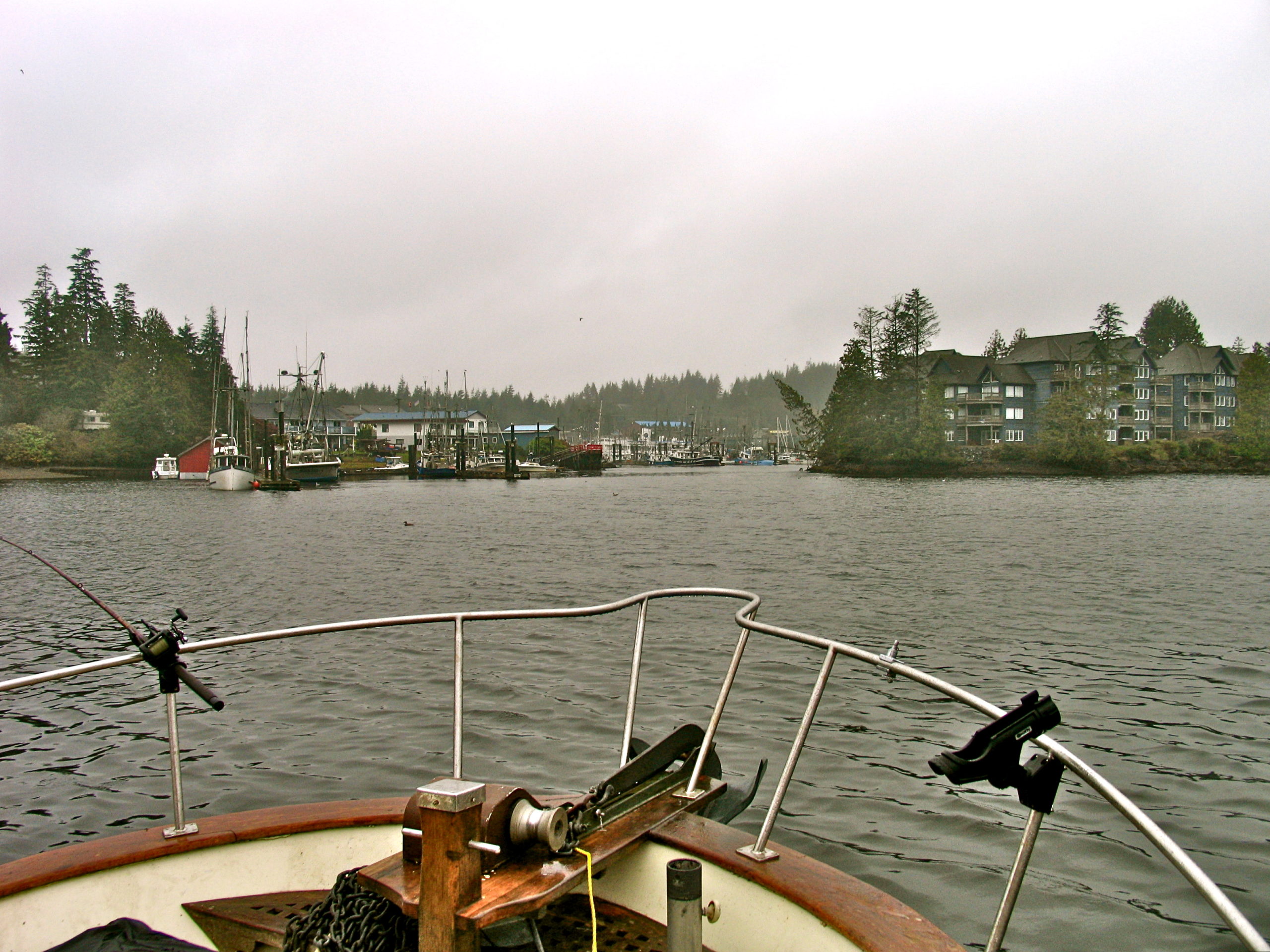 view of Ucluelet entrance to harbour from boat