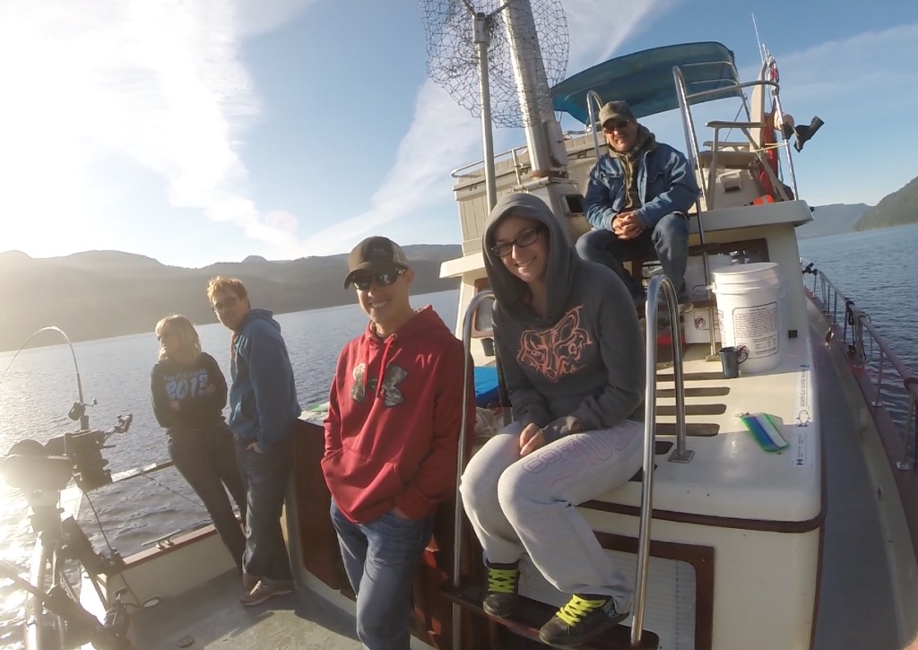 group on the deck of a group charter in BC