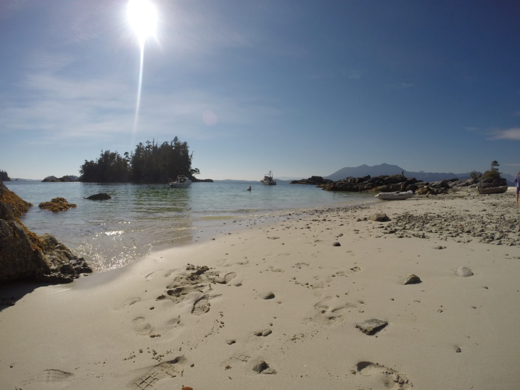 Private BC Beach on one of our overnight fishing charters