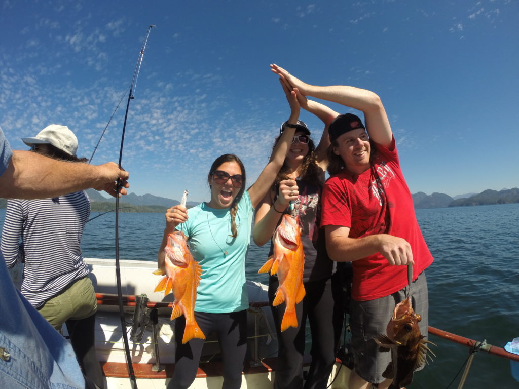cathing some rockfish on a Vancouver Island Day Charter
